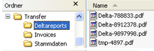 The folder “Deltareports” is copied via SCP to a remote system (JobMode 50 – SFTP Put)