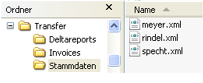 The folder “Stammdaten” fetches data from a remote file server via SFTP (JobMode 12 – SFTP Get)