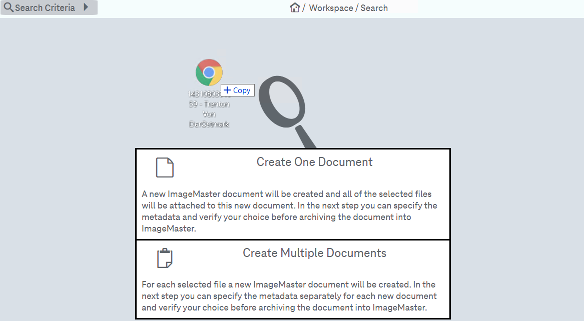 dialog with area to add attachents on the left and input fields for attribute values on the right