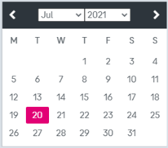 Calendar where you can choose a month and a year and the day of this month