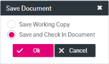 Dialog to save document with options