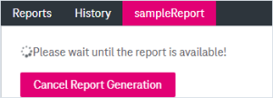 The hint that the report preview is still in progress and the button cancel report generation to abort the process