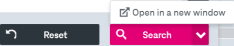 Reset  and search buttons with expanded menu with the option to open search in a  new window