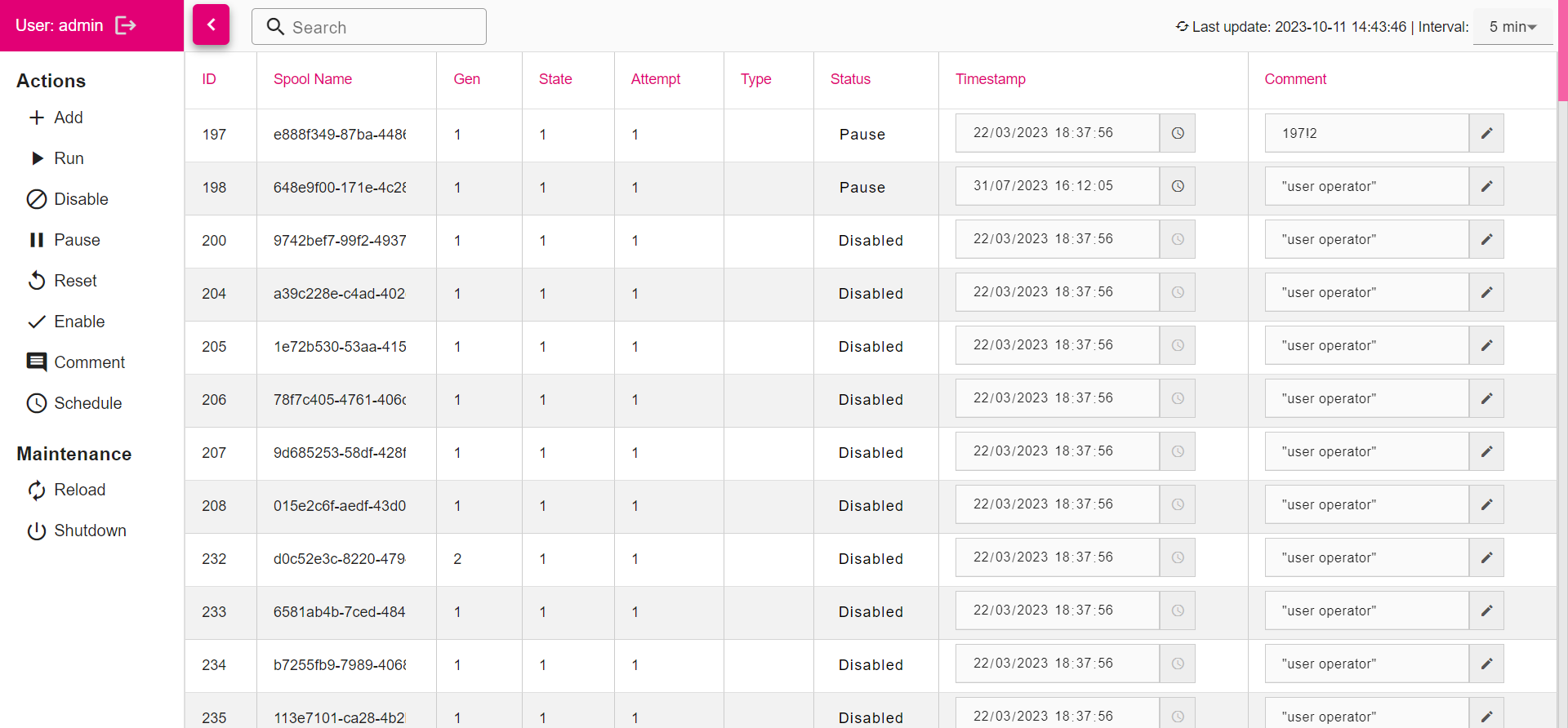 Monitoring Web interface overview