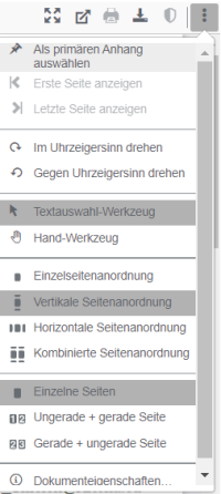 Erweitertes 3-Punkte-Menü mit der Liste der Aktionen für den Anhang