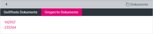 Beispieleinträge für gesperrte Dokumente, die jeweils durch eine numerische ID repräsentiert werden