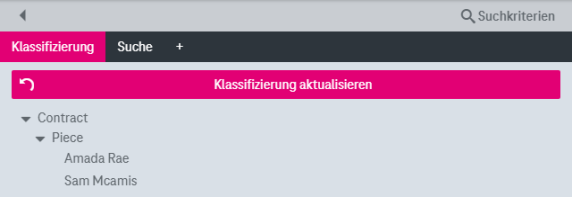 Klassifizierungsbaum mit der Schaltfläche "Klassifizierung aktualisieren"