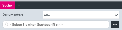 Such-Panel mit Funktkonsknöpfen und Feldern. Eingabefeld für allgemeine Textsuche ganz oben.