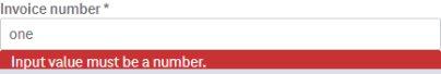 Input field labelled "Decimal" filled with the string "one" typed in letters and the error message below "Input value must be a number."