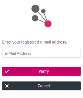 Input field for mail address and buttons to verify or cancel below