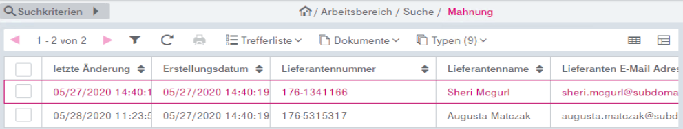 Ergebnisse einer Suche mit unterschiedlich kombinierten Suchbegriffen
