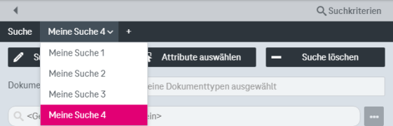 Die erweiterte Liste mit 4 personalisierten Suchen