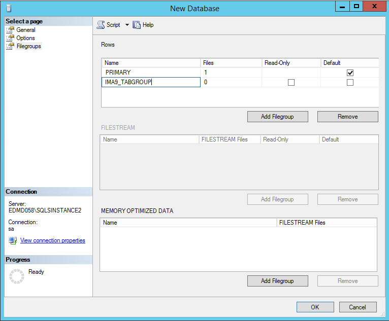 Manual database setup with Microsoft SQL Server Management Studio