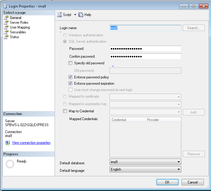 Manual database setup with Microsoft SQL Server Management Studio