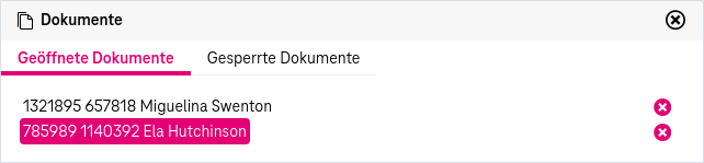 Erweiterter Bereich geöffnete Dokumente  im Dokumentenschiebemenü
