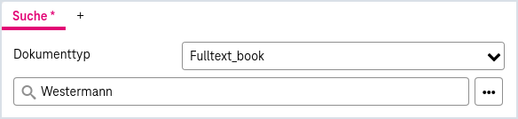 Such-Panel mit Funktkonsknöpfen und Feldern. Eingabefeld für allgemeine Textsuche ganz oben.