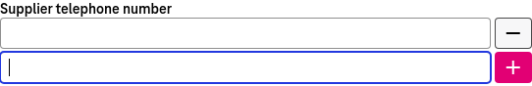 Two states of an input field: a single field is expanded to multiple fields by clicking the plus symbol located to the right