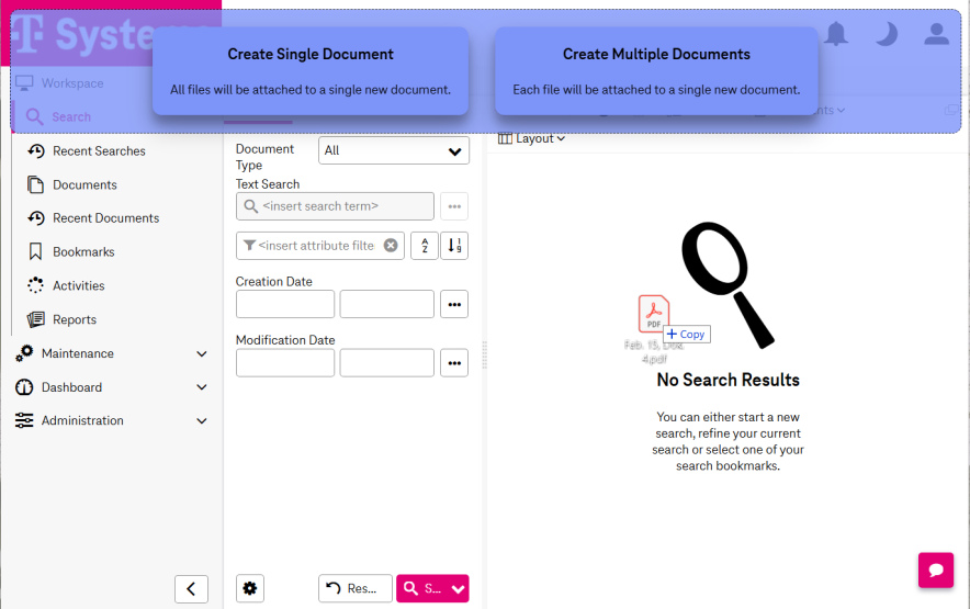 dialog with area to add attachents on the left and input fields for attribute values on the right