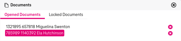Expanded opened document panel in documents sliding menu 