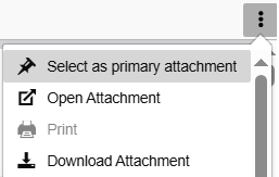 Expanded 3 dots menu with the list of actions for the attachment