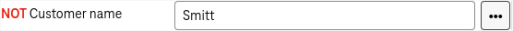 Example of a field where the operator "Not" was used and the prefix "NOT" is displayed to the left of the field name