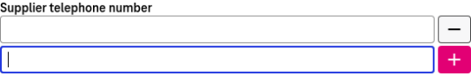 Two states of an input field: a single field is expanded to multiple fields by clicking the plus symbol located to the right