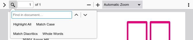 Expanded search panel to perform search over the document content in attachment preview